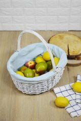 Hasır Kulplu Piknik Sepeti Beyaz Büyük Ht18b231l