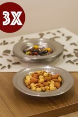 3'lü Paslanmaz Çelik Yuvarlak Çerezlik, Çerez Kasesi