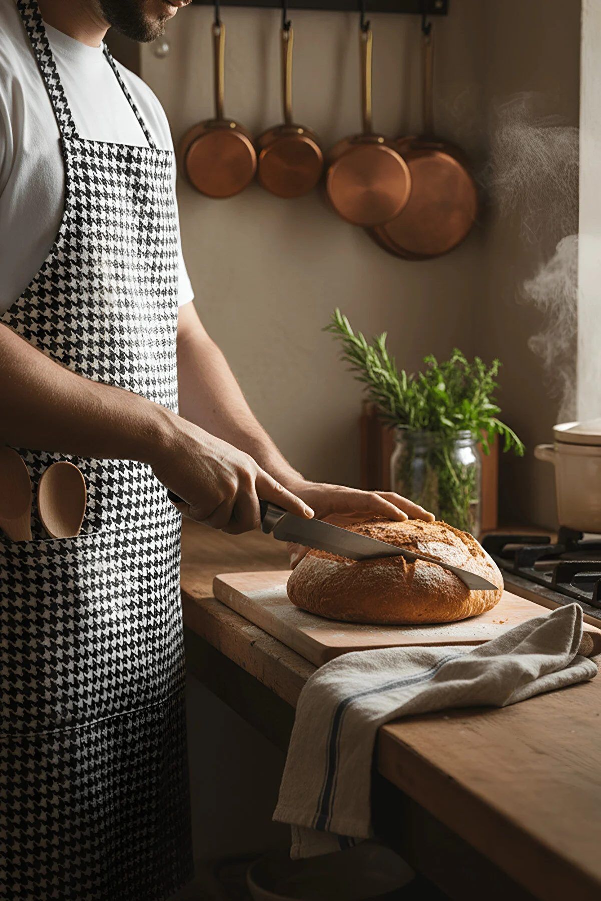 Siyah Beyaz Kazayağı Aşçı Önlüğü - Master Chef Mutfak Önlüğü