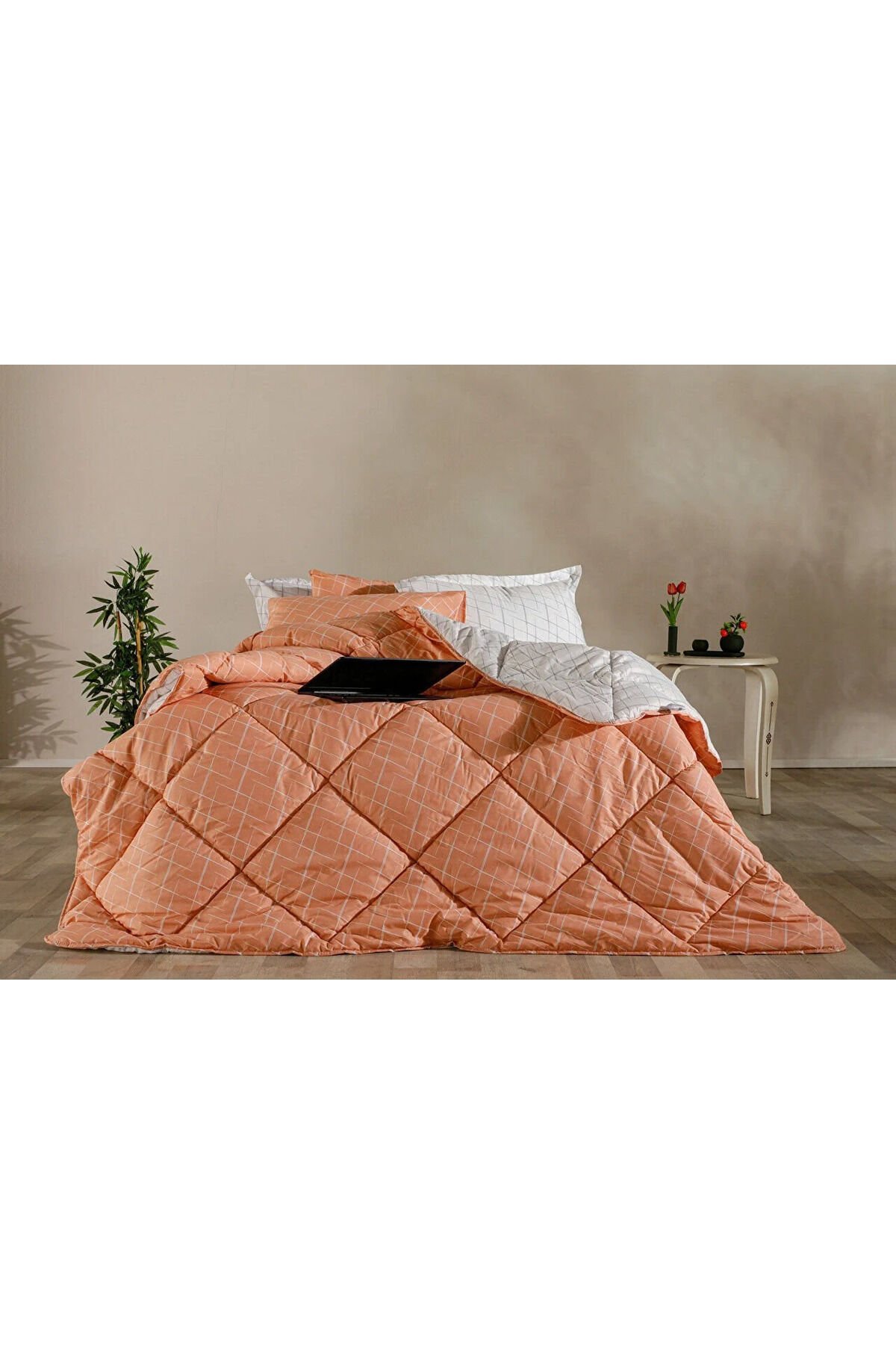 Easy Cotton Glimmer Comforter Set Tek Kişilik - Somon