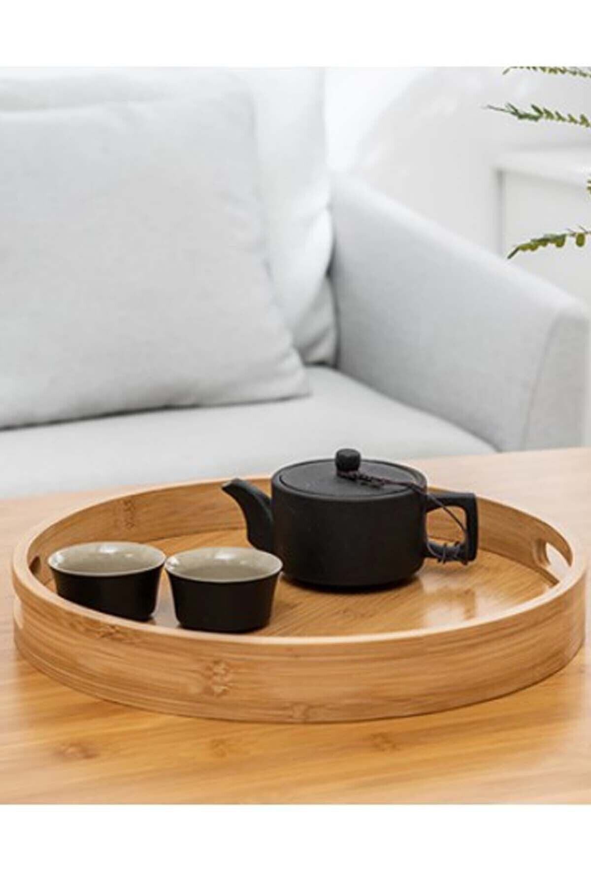 Pety - Bambu Yuvarlak Tepsi 40 Cm