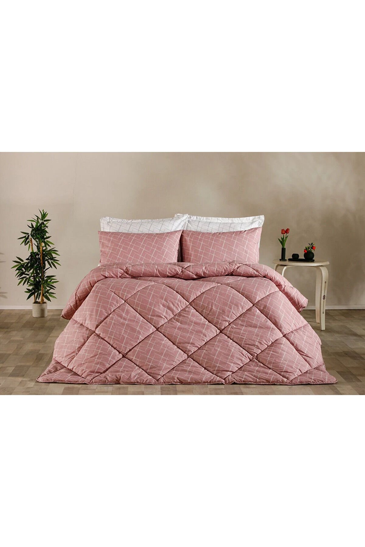 Easy Cotton Glimmer Comforter Set Tek Kişilik - Gül Kurusu