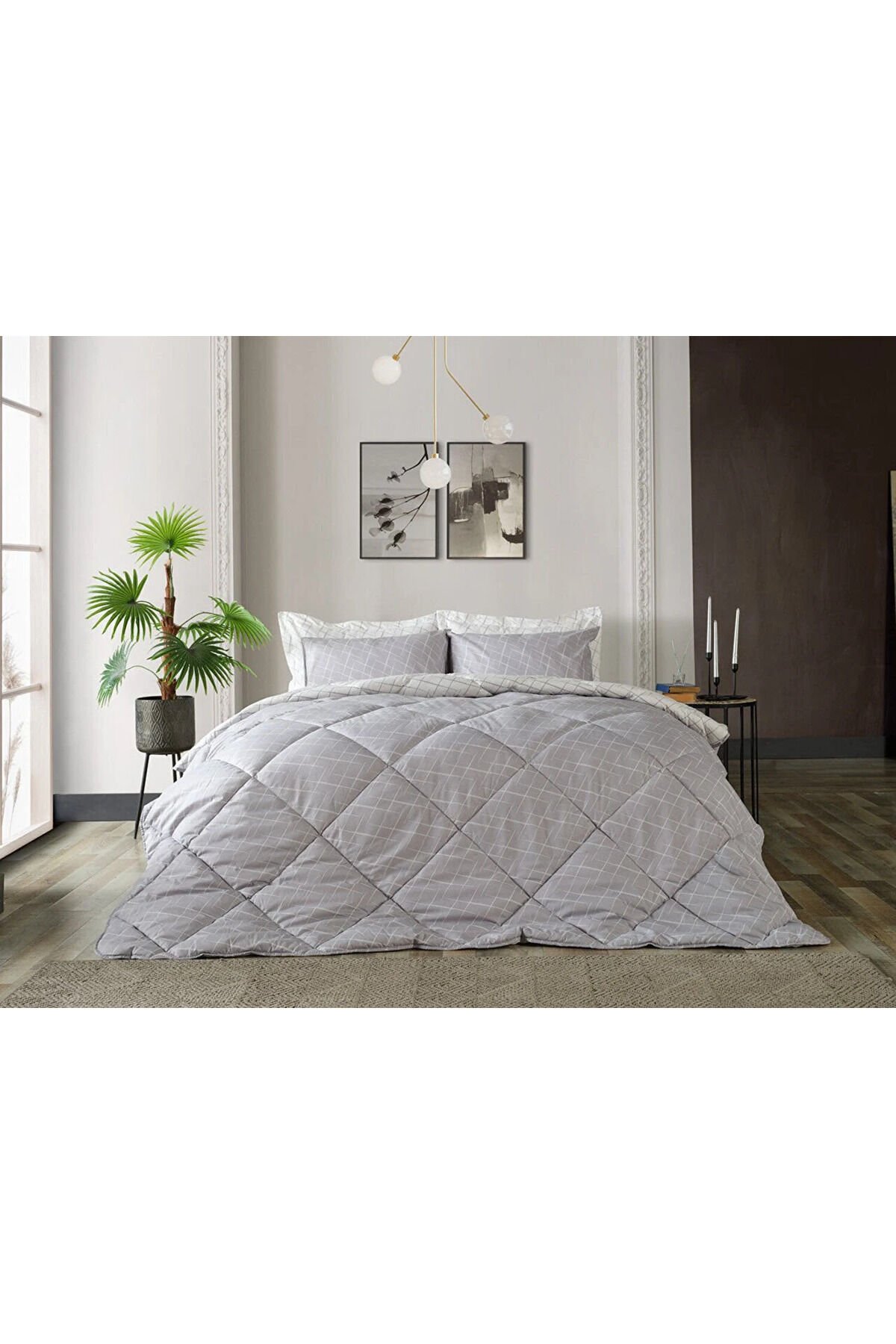 Easy Cotton Glimmer Comforter Set Tek Kişilik - Gri