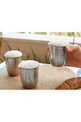 Otantik Nokta İşlemeli Çelik Bardak (3'lü Set)