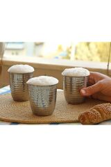 Otantik Nokta İşlemeli Çelik Bardak (3'lü Set)