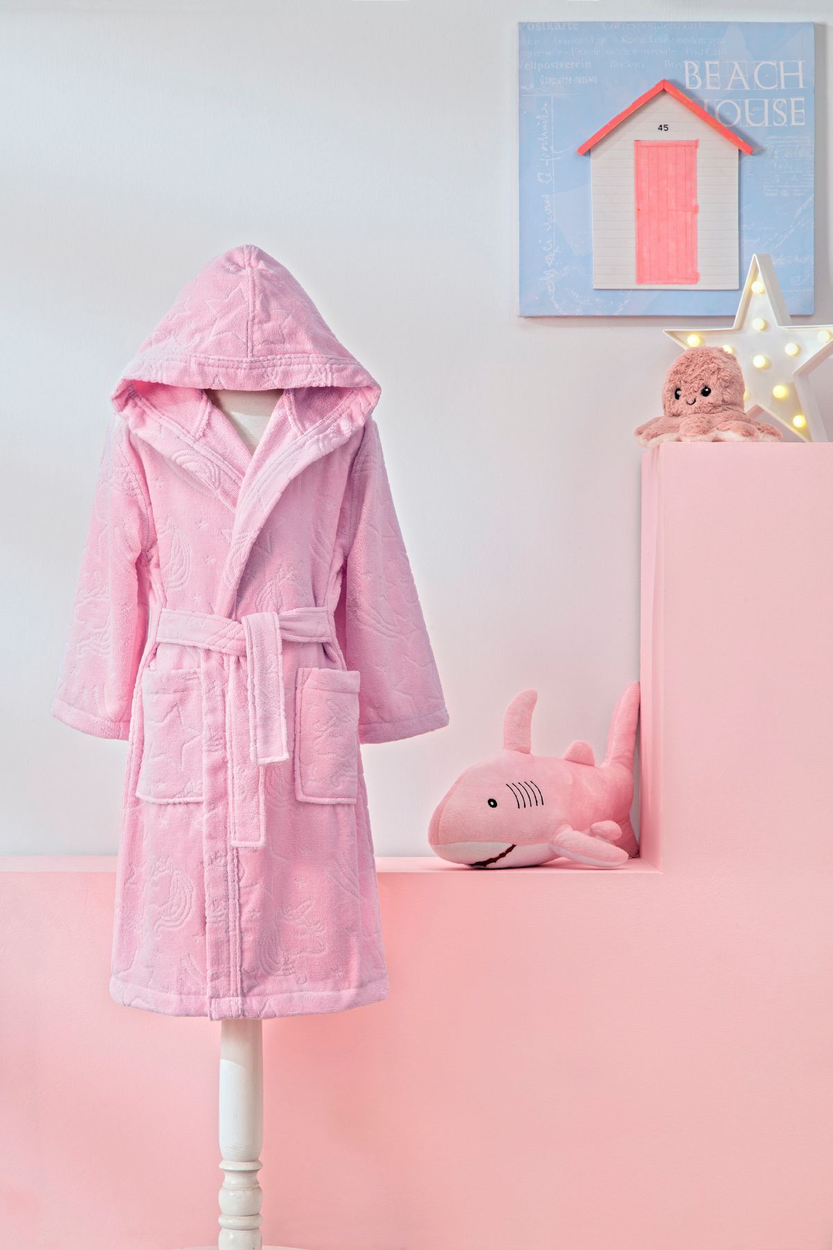 Girl Unicorn Kapüşonlu Kadife Çocuk Bornozu 1/2 Yaş