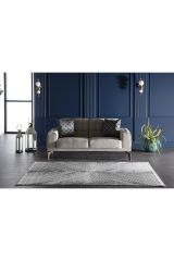 Pera 13321 Polyester Gri Modern Geometrik Salon Halıları