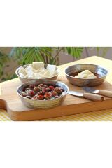 Otantik Nokta İşlemeli Çelik Kase (3'lü Set)