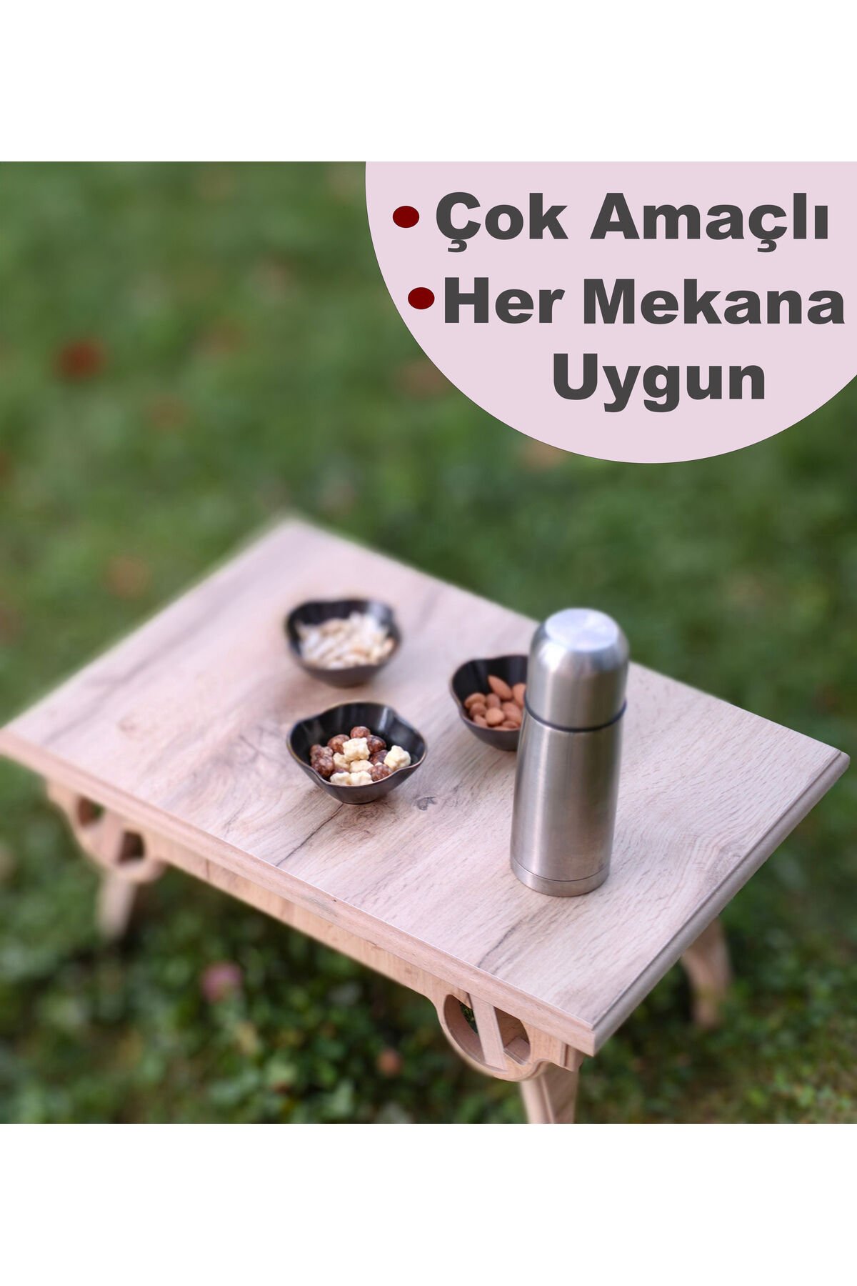 Çok Amaçlı Katlanabilir Ahşap Mini Kamp Masası