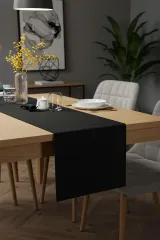 Siyah Şık Masa Runnerı 50x150 cm – Modern ve Zarif Masa Örtüsü