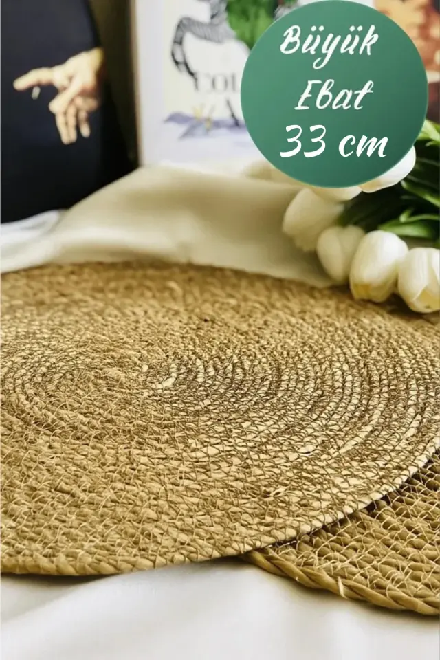 Hasır Jüt Supla 6'lı Set Amerikan Servis 33 Cm Çap Supla 6'lı