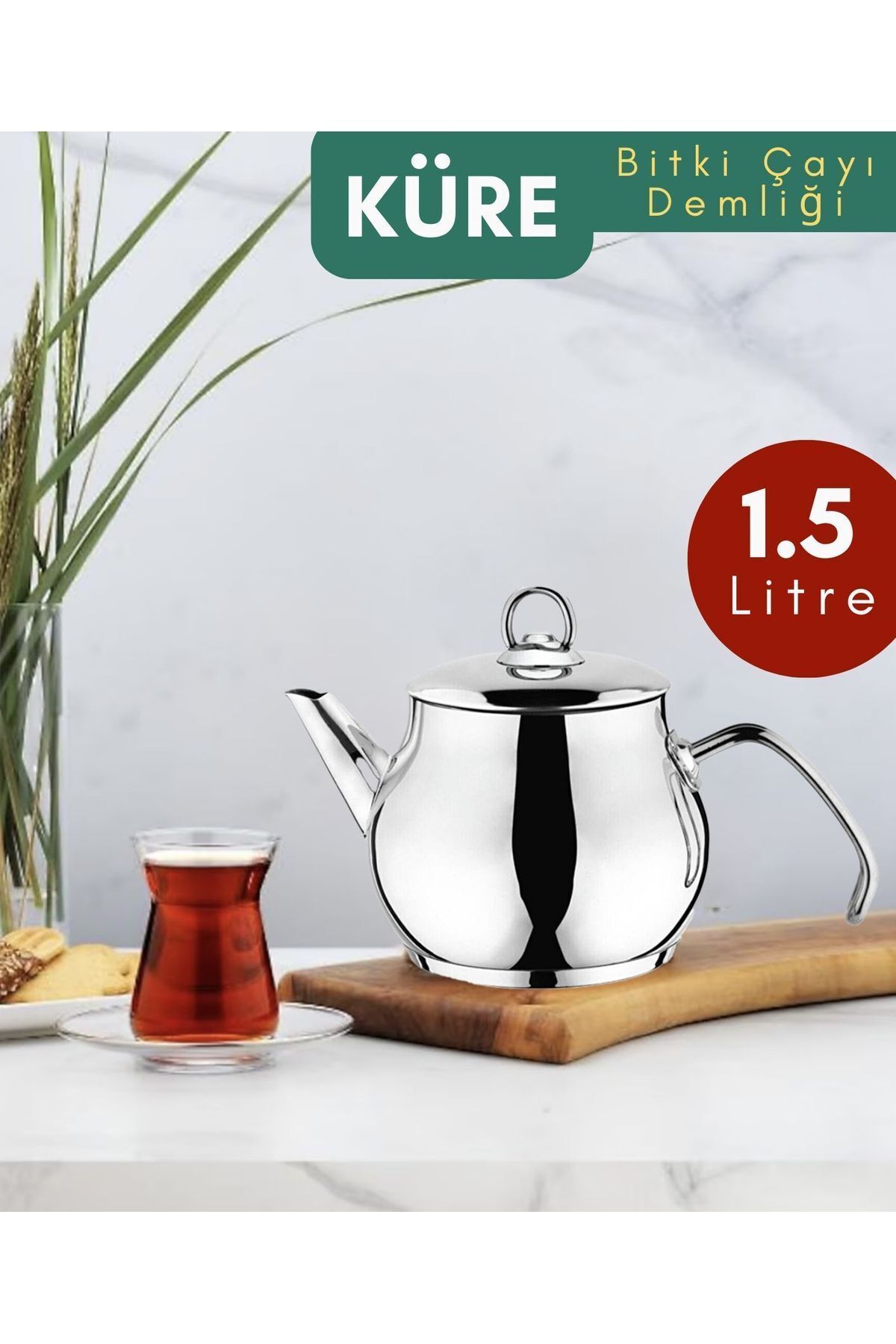 Küre 1.50 Lt. Paslanmaz Çelik Bitki Çayı Demliği