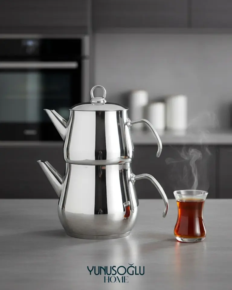 Aletta Büyük Boy Çelik Çaydanlık - Metal Kulp (Aile Boy)